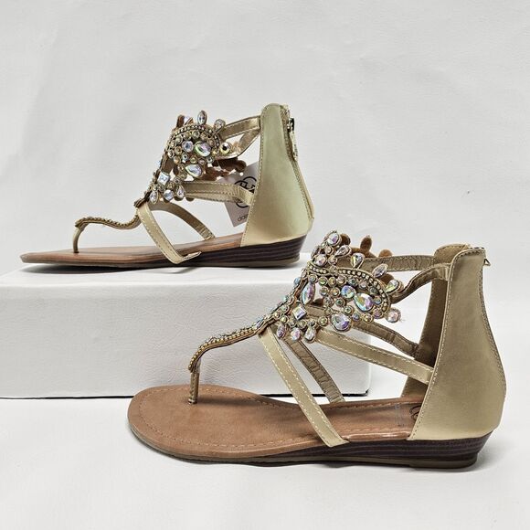 Daisy Fuentes “GLOW” Sandals Size 8.5M – Rhinestone Beaded Floral Design - Picture 11 of 16